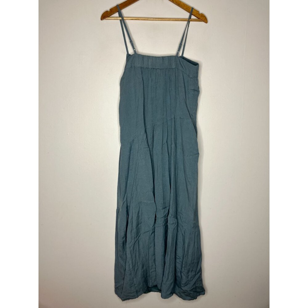 Sim & Sam Womens Blue Linen Blend Midi Dress Tiered Size Large New - Picture 8 of 9